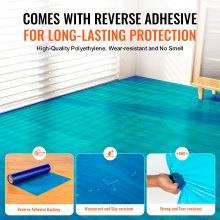 VEVOR Floor Protection Film 24" x 200' Self Adhesive Car Mat Protector PE Blue