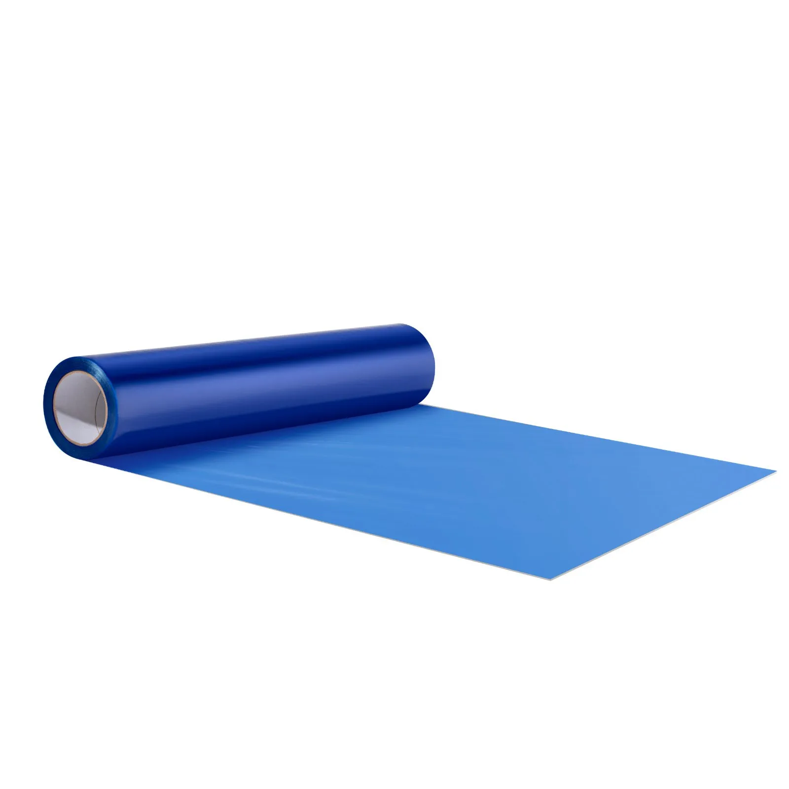 rolled-out blue VEVOR carpet protection film for carpet surface protection.