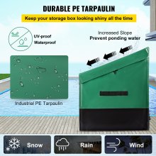 VEVOR Outdoor Storage Box, 100 Gallon Waterproof PE Tarpaulin Deck Box w/ Galvanized Frame, All-Weather Protection & Portable, for Camping, Garden, Poolside, and Yard, Brown & Blue