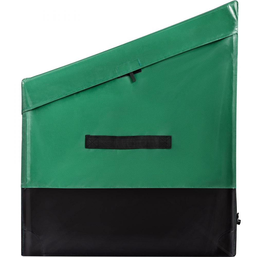VEVOR outdoor storage box with green and black waterproof cover and carry handle.