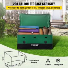 VEVOR Outdoor Storage Box, 230 Gallon Waterproof PE Tarpaulin Deck Box w/ Galvanized Frame, All-Weather Protection & Portable, for Camping, Garden, Poolside, and Yard, Brown & Blue