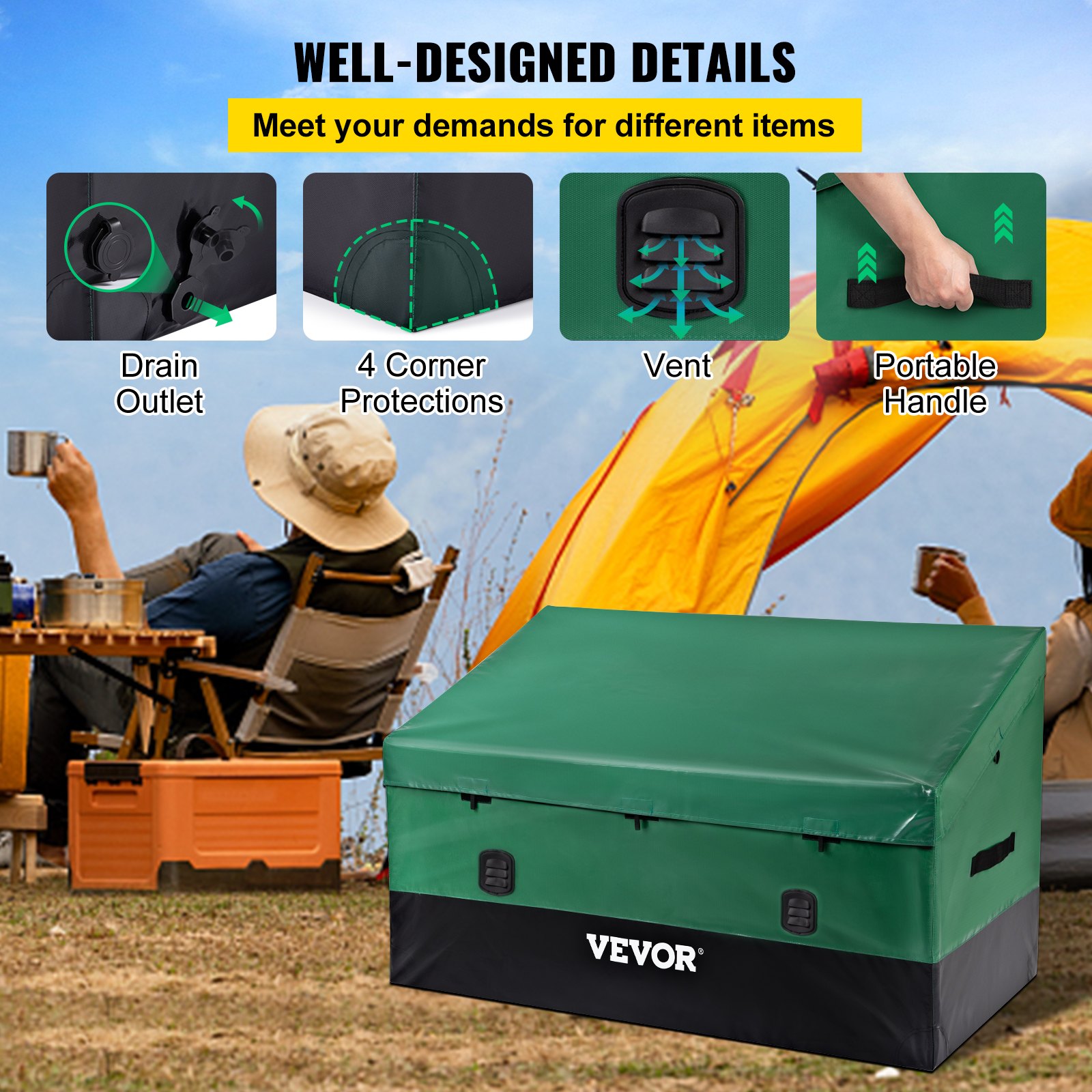 VEVOR Outdoor Storage Box Patio Deck Box 870.6 L Waterproof PE Tarpaulin