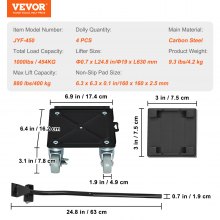 VEVOR Heavy Furniture Movers, Carbon Steel Furniture Mover Dolly with 4 360° PP Swivel Wheels, Furniture Lift Mover Tool Set for Moving Equipment Heavy Furniture Refrigerator Sofa, 1000Lbs Capacity