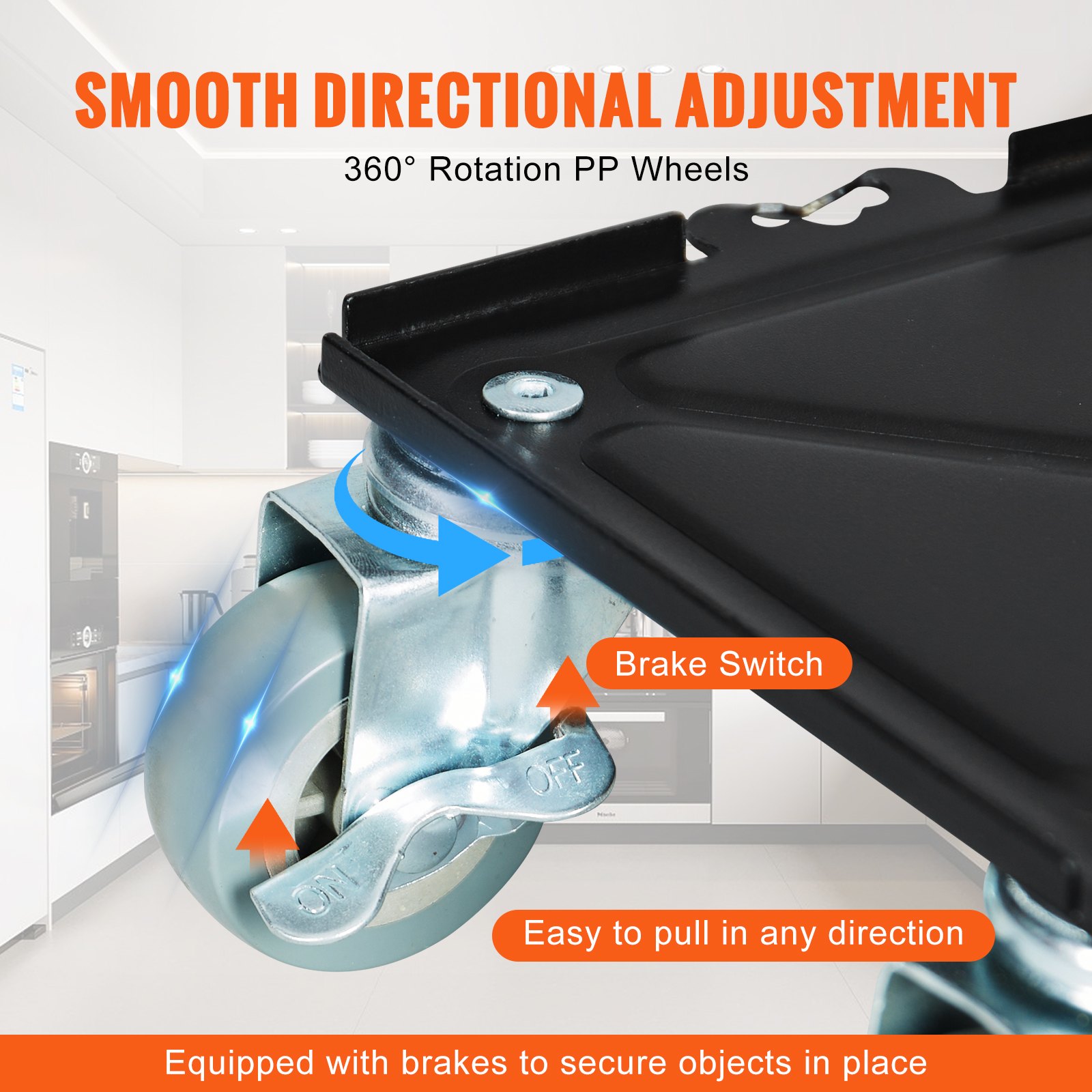 VEVOR Furniture Dolly, Furniture Moving Dollies with 360° Rotation PP Wheels & Enhance Carbon Steel Panel, Furniture Mover Tool Set with 1.9’’ Wheel for Furniture Lifting and Moving, LxW (6.4’’x6.9’’)