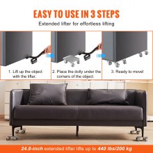 VEVOR Heavy Furniture Movers Mover Dolly 360° PP Swivel Wheels 500Lbs Capacity