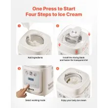 1 Quart Automatic Ice Cream Maker with Built-in Compressor No Pre-freezing