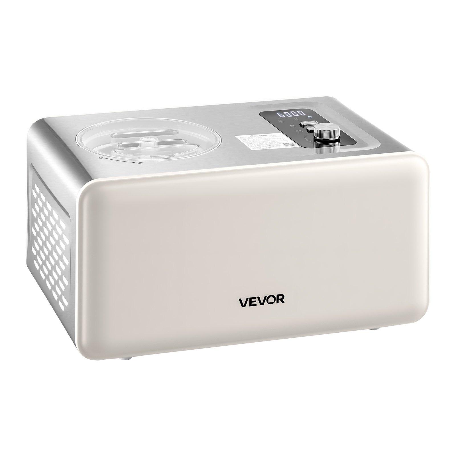 VEVOR Automatic Ice Cream Maker with Built-in Compressor, 2 Quart No Pre-freezing Gelato Maker, Electric Sorbet-Maker, 3 Modes Compressor Ice Cream Machine for Home Kitchen