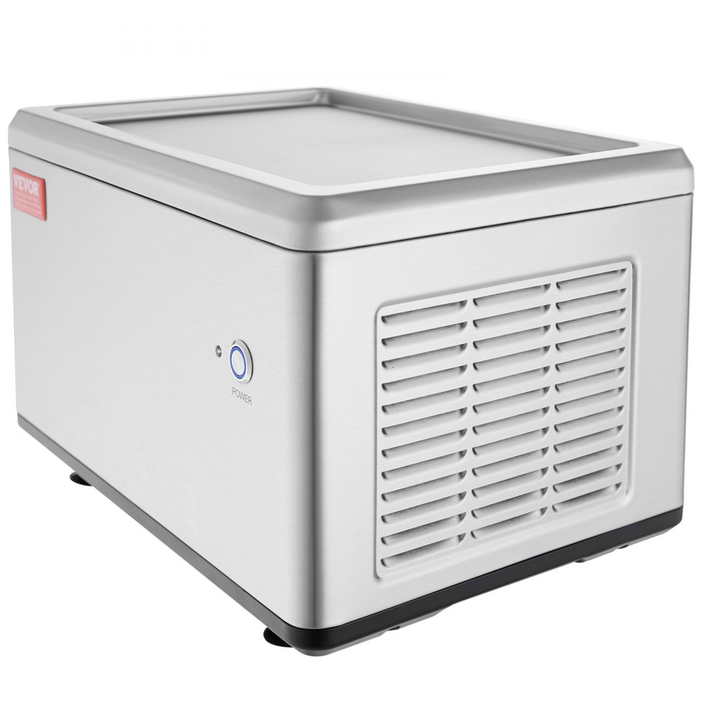 VEVOR Fried Ice Cream Roll Machine, 12.6" x 8.5" Stir-Fried Ice Cream Pan, Stainless Steel Rolled Ice Cream Maker with Compressor and 2 Scrapers, for Making Ice Cream, Frozen Yogurt, Ice Cream Rolls
