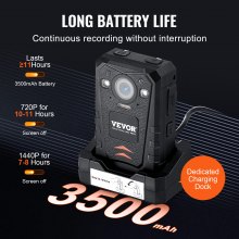 VEVOR 1440P HD Police Body Camera, 64GB Body Cam with Audio Video Recording Picture, Built-in 3500 mAh Battery, 2.0" LCD, Infrared Night Vision, Waterproof GPS Personal Body Cam for Law Enforcement