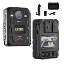 VEVOR 1440P HD Police Body Camera, 128GB Body Cam with Audio Video Recording Picture, Built-in 3500 mAh Battery, 2.0" LCD, Infrared Night Vision, Waterproof GPS Personal Body Cam for Law Enforcement