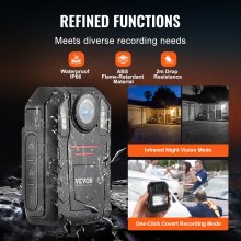 VEVOR 1440P HD Police Body Camera, 64GB Body Cam with Audio Video Recording Picture, Built-in 2850 mAh Battery, 2.0" LCD, Infrared Night Vision, Waterproof Personal Body Cam for Law Enforcement