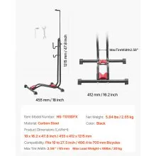 VEVOR Bike Rack, Upright Bike Stand Floor for 406.4 to 700 mm Mountain & Road Bikes, Vertical & Horizontal Bicycle Stand for Secure Parking and Storage in Garage, Truck Bed, Indoor, Outdoor, Black