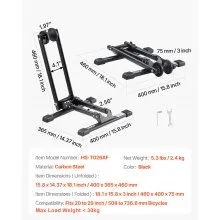 VEVOR Bike Rack, Fits 20 to 29 Inch Mountain & Road Bikes, Alloy Steel Rust-Resistant Bike Floor Stand Rack, Foldable Bicycle Stand for Entryway, Garage, Home Bikes Parking & Storage, 1 Pack, Black