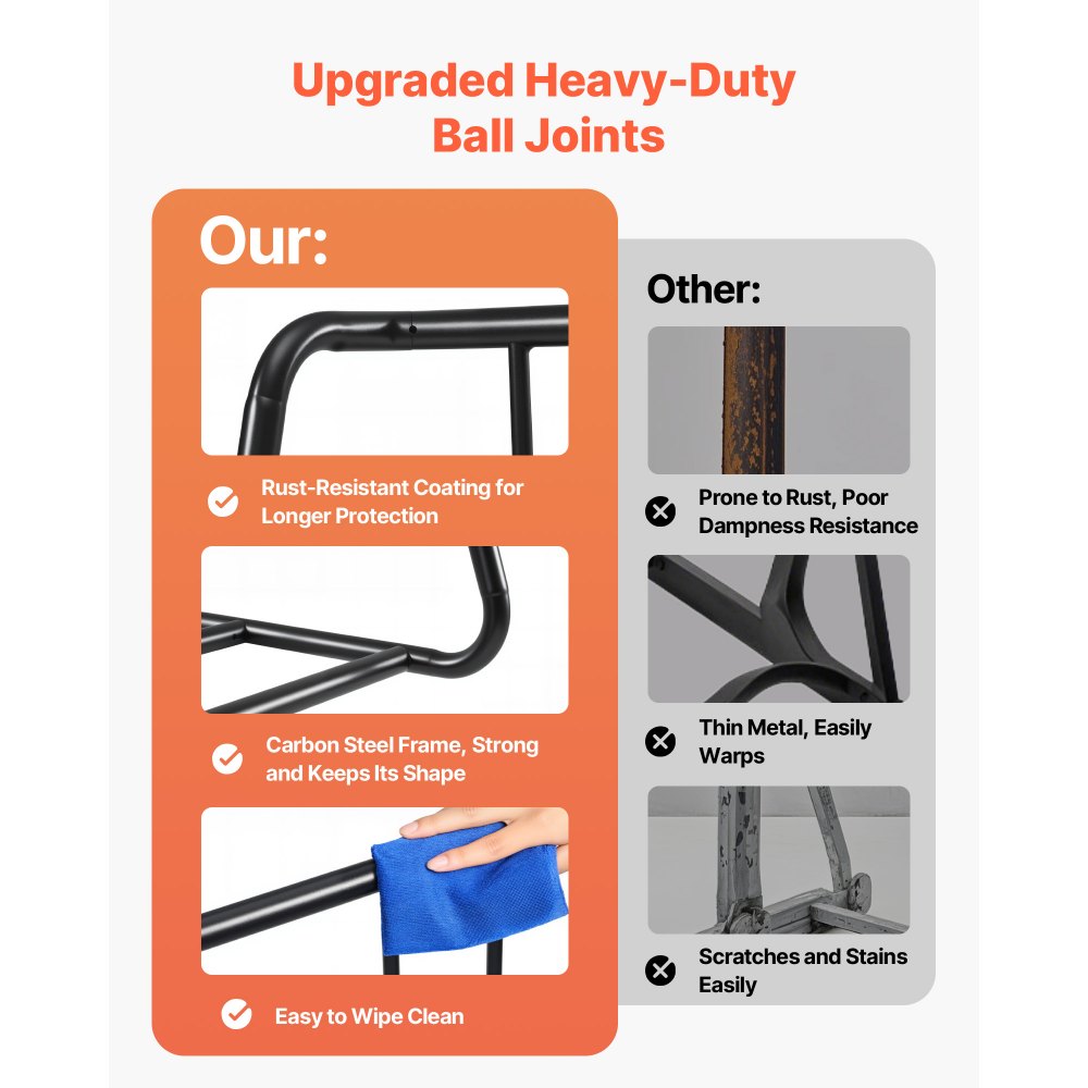 VEVOR Bike Rack, Fits Tire Width 3 Inch/76.2 mm, Carbon Steel Double-Sided Grid Bike Rack Stand, Freestanding Bicycle Storage Holder for Curbside, Garage, Indoor, Outdoor Parking, 6-Bicycle Capacity