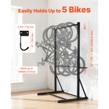 Freestanding Bike Rack Max 5 Bikes Storage Bicycle Organizer Standing Bike Rack