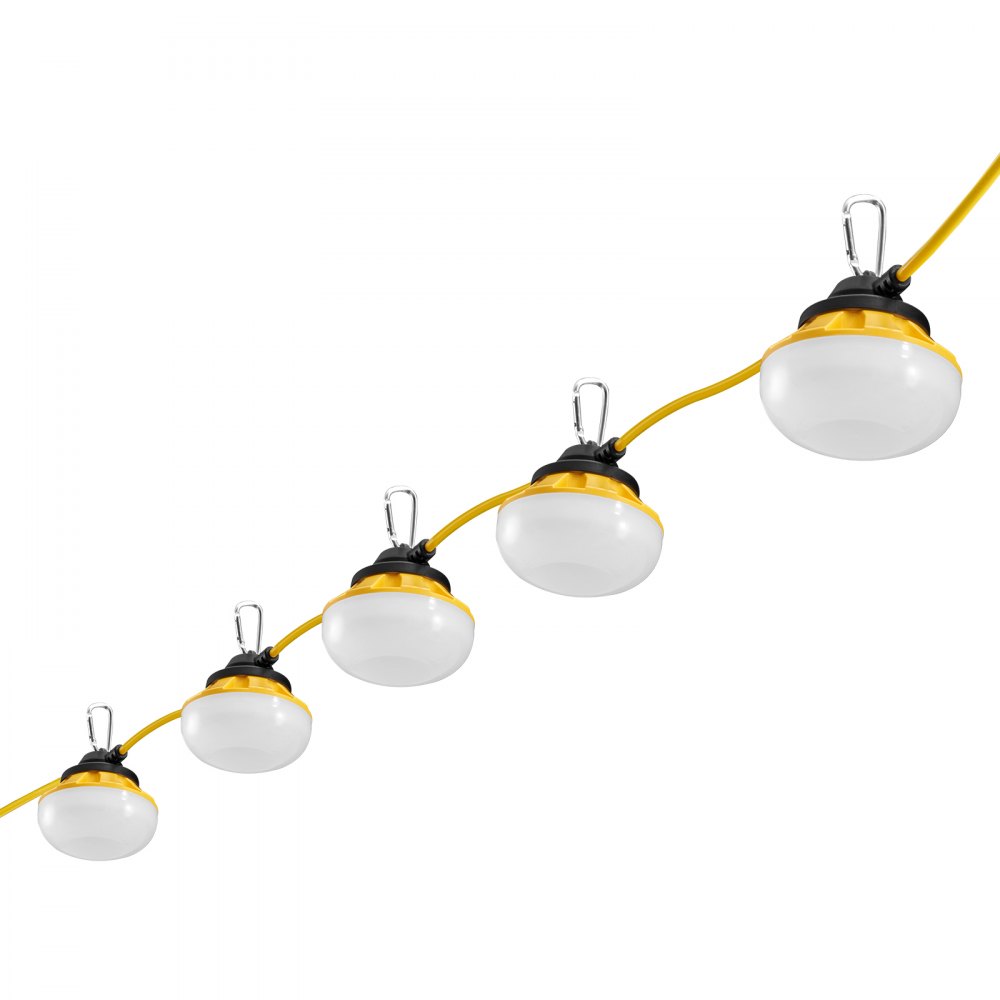 VEVOR 15.24m Construction String Work Lights 50W 5000LM Connectable Waterproof