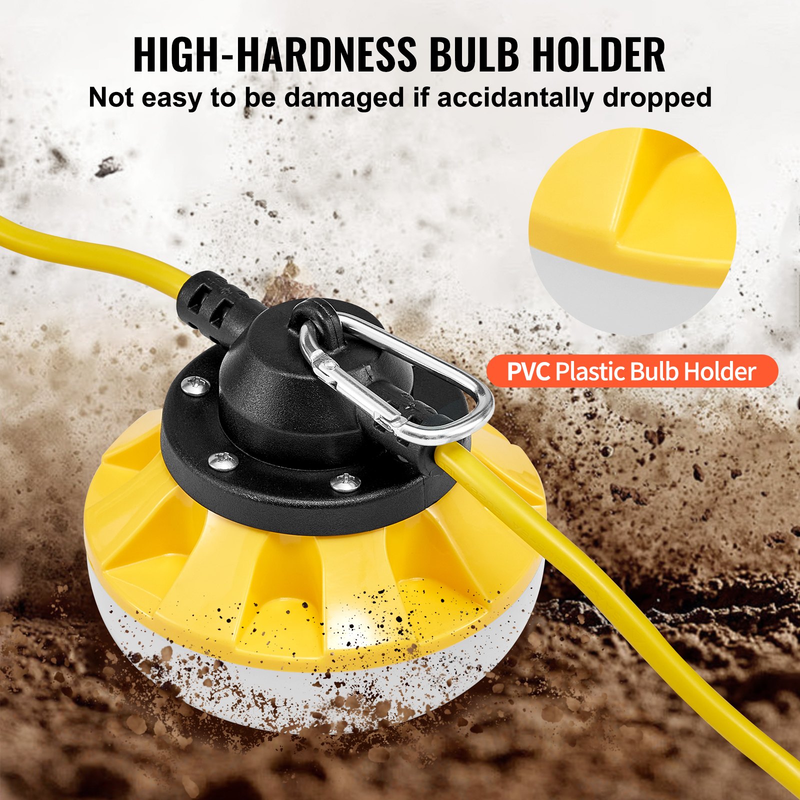 VEVOR 15.24m Construction String Work Lights 50W 5000LM Connectable Waterproof
