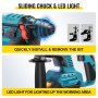 Vevor Electric Rotary Hammer Sds Cordless Drill 4 Functions Variable Speed 18v