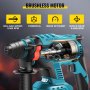 VEVOR SDS-Plus Rotary Hammer Drill, 900 rpm & 450 bpm Variable Speed Electric Hammer, 4 Functions Cordless Drill w/ LED Light & Ruler, 360° Rotary Handle Jack Hammer for Concrete, Steel, and Wood