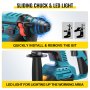 VEVOR SDS-Plus Rotary Hammer Drill, 900 rpm & 450 bpm Variable Speed Electric Hammer, 4 Functions Cordless Drill w/ LED Light & Ruler, 360° Rotary Handle Jack Hammer for Concrete, Steel, and Wood