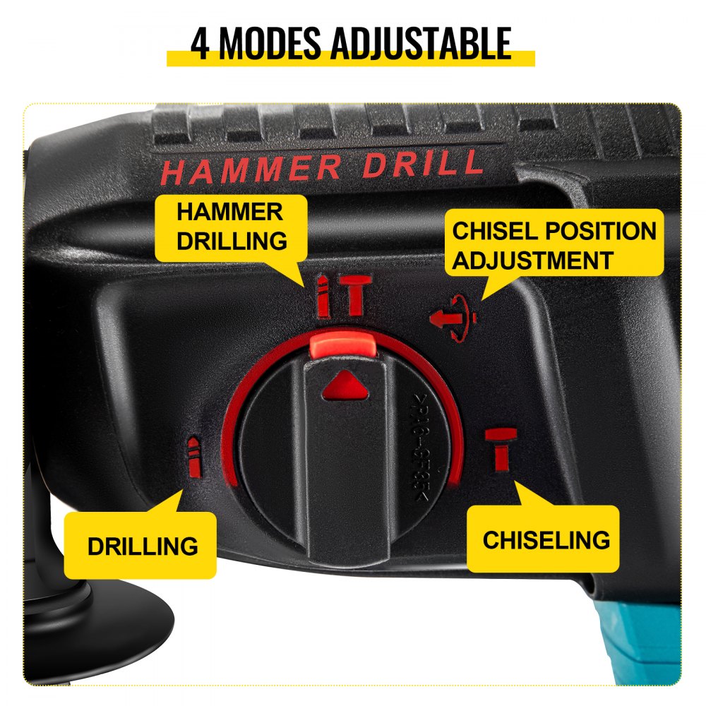 Vevor Electric Rotary Hammer Sds Cordless Drill 4 Functions Variable Speed 18v