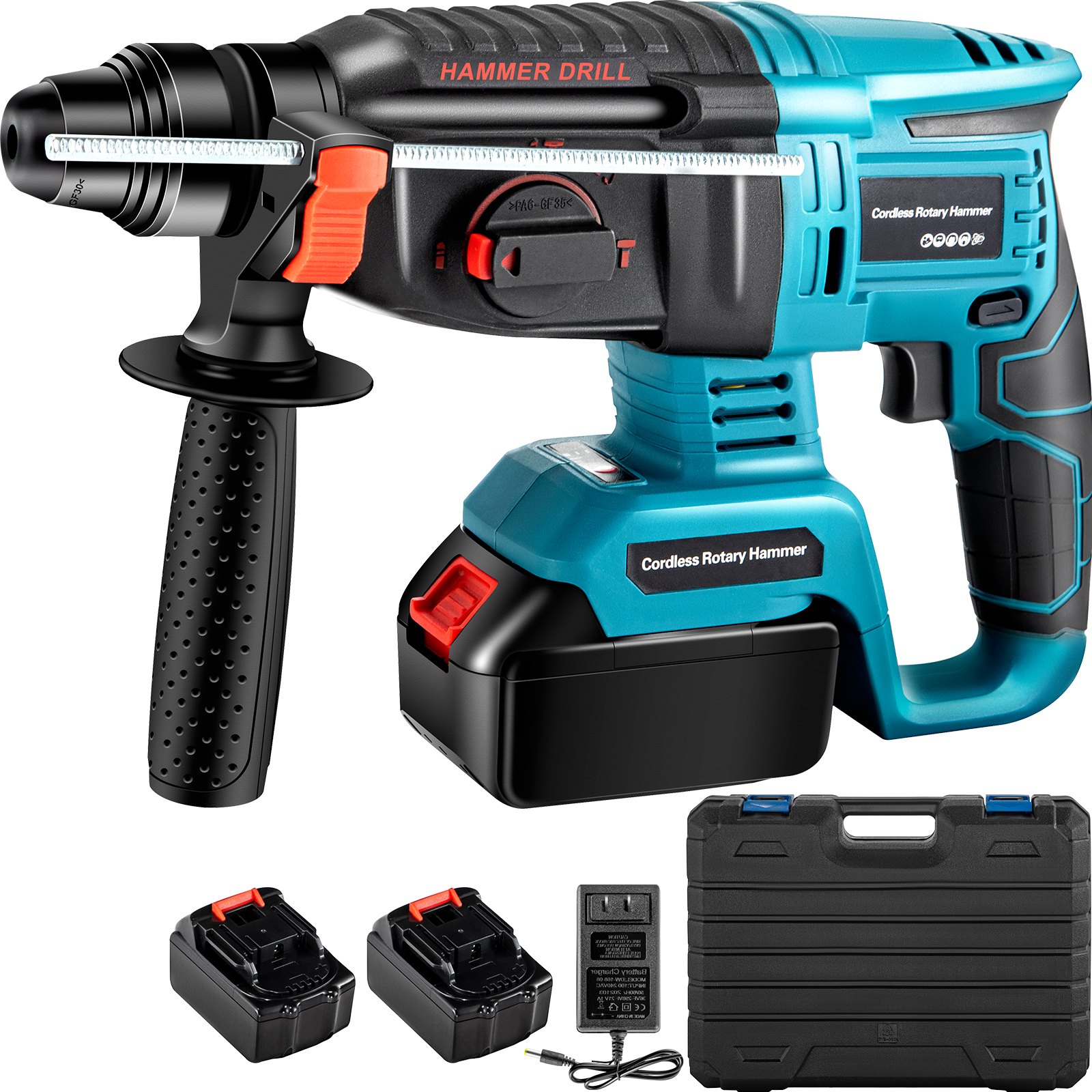 Vevor Electric Rotary Hammer Sds Cordless Drill 4 Functions Variable Speed 18v