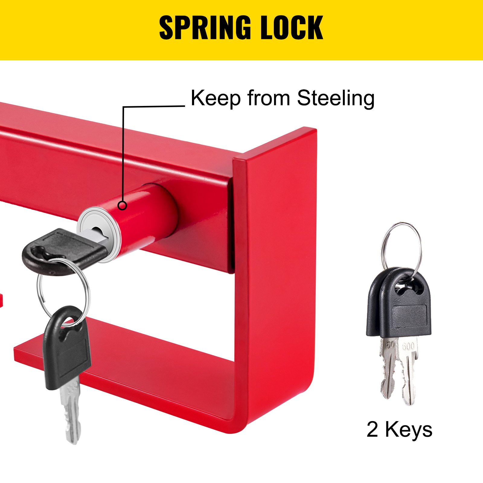 VEVOR Cargo Container Lock 9.84\"-17.32\" Locking Distance,Semi Truck Door Locks with 2 Keys, Shipping Container Accessories Red Powder-Coated with Spring Lock (Small Size)