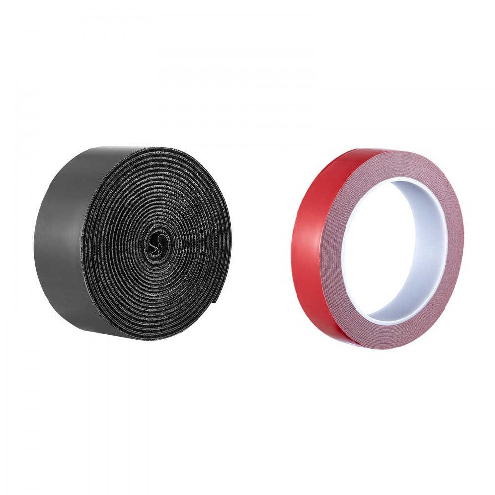 VEVOR 15 ft x 2 in Hook Loop Tape and 16.4 ft x 0.94 in Double-Side Strips,  Nylon Self Adhesive Heavy Duty Strips Roll,  Sticky Back Fastener Rolls for Home Office School and Crafting, Black + Red