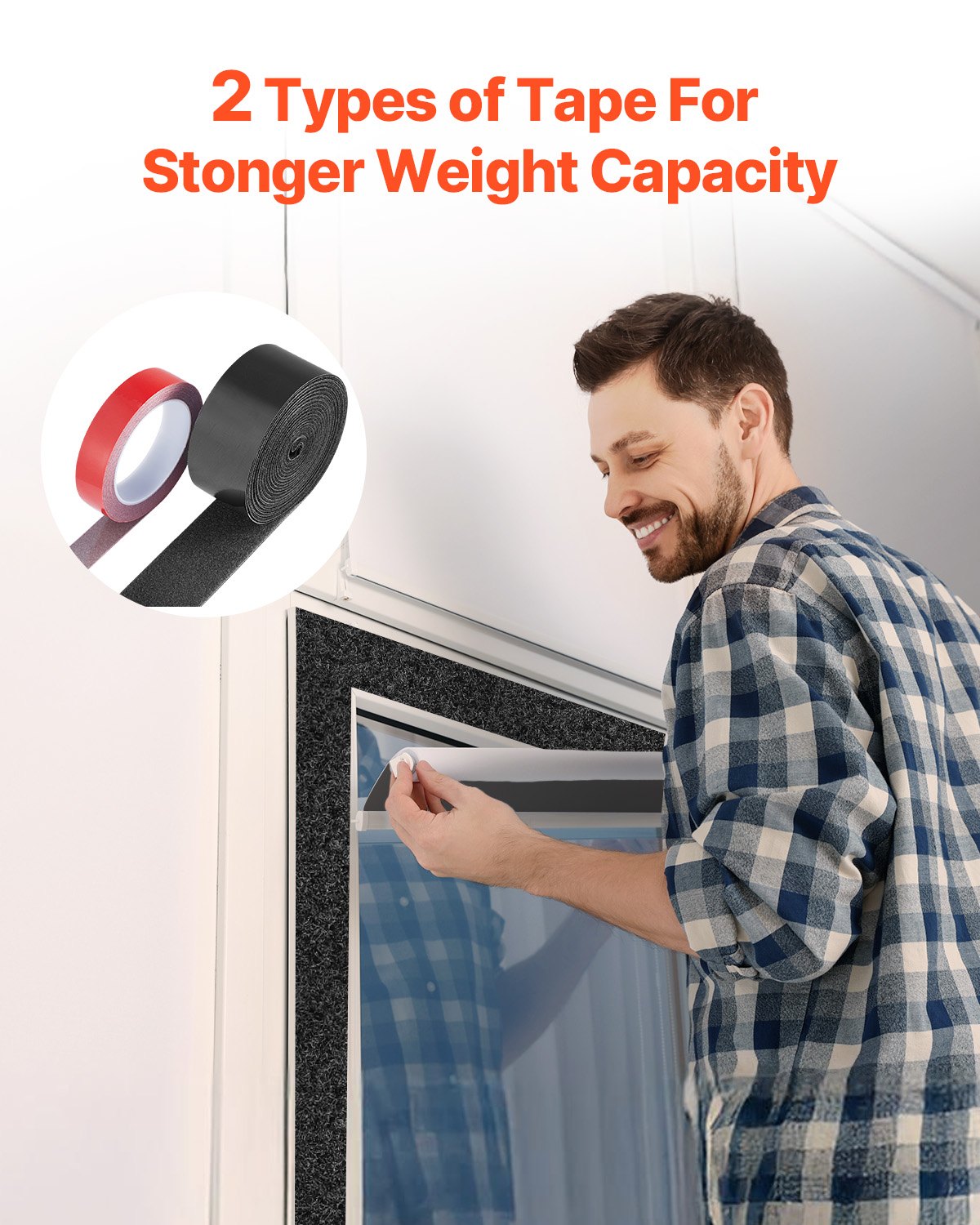 VEVOR 15 ft x 2 in Hook Loop Tape and 16.4 ft x 0.94 in Double-Side Strips,  Nylon Self Adhesive Heavy Duty Strips Roll,  Sticky Back Fastener Rolls for Home Office School and Crafting, Black + Red