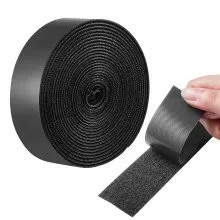 Rollo de tiras autoadhesivas de nailon con velcro de 16 pies x 1,5 pulgadas, color negro