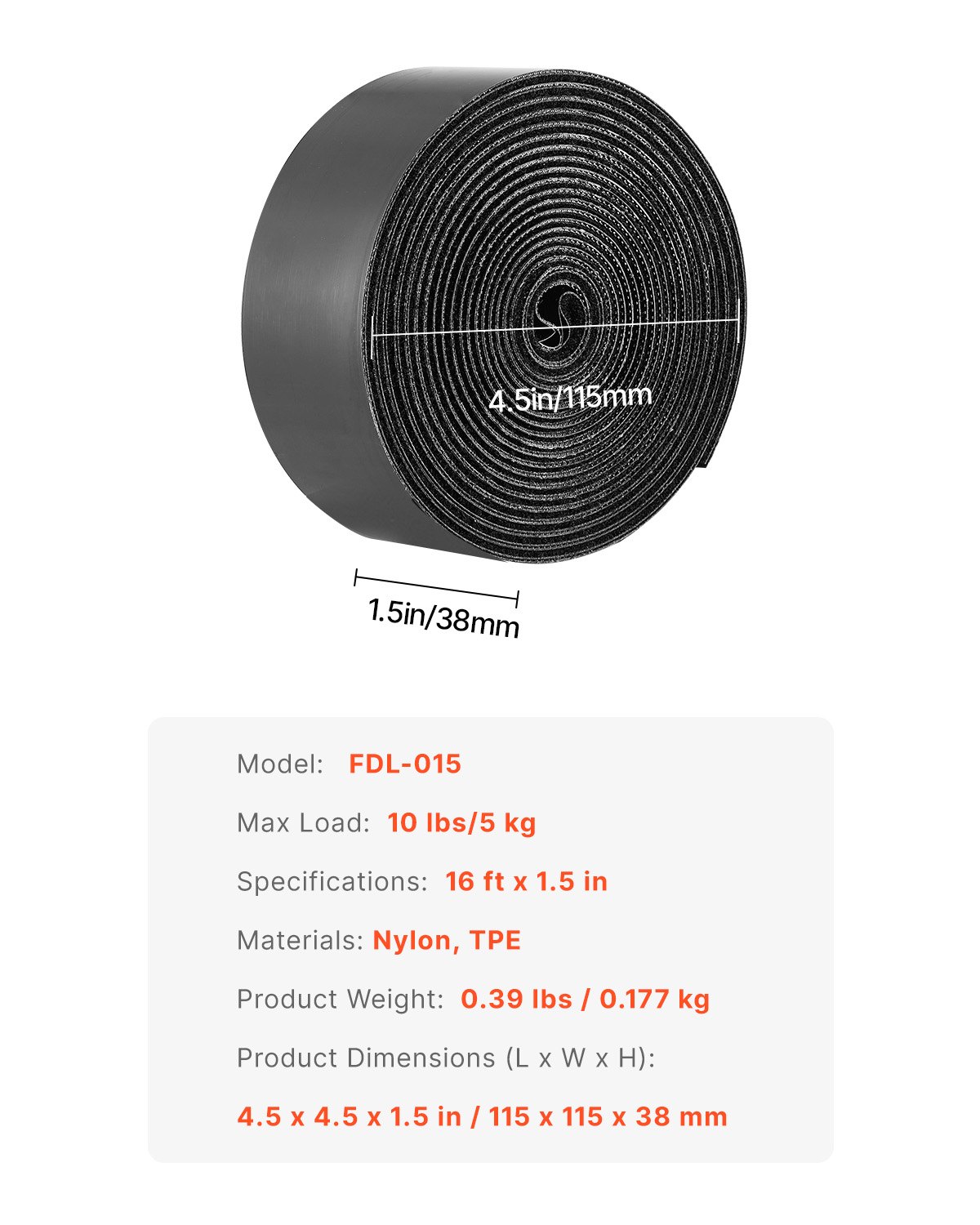 VEVOR 16 ft x 1.5 in Hook and Loop Tape, Hook Loop Heavy Duty Strips Rolls, Strong Nylon Self Adhesive Strips Roll, Sticky Back Fastener Tape Roll Ideal for Home Office School and Crafting, Black