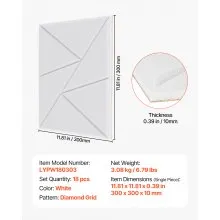18 Pack Acoustic Wall Panels 11.8 x 11.8 x 0.4 inch Self-Adhesive White