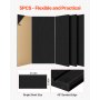 VEVOR 5 Pack Acoustic Panels, 120 x 60 x 5 cm Self-Adhesive Sound Proof Foam Panels, Large Polyester Fiber Sound Absorbing Wall Tiles, Echo Absorbtion for Home Studio,Office, Theater, Black