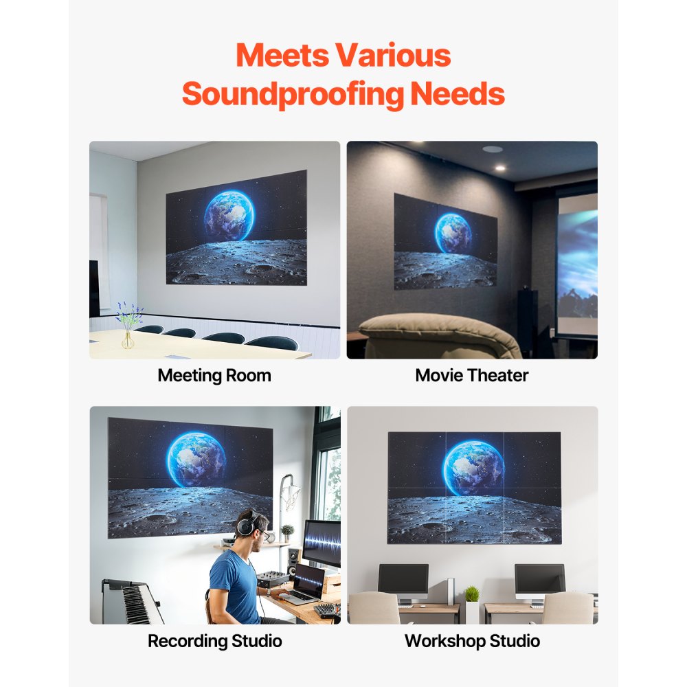 VEVOR 6 Pack Art Acoustic Panels, 70.87 x 47.24 x 0.4 inch Soundproof Wall Tiles, Self Adhesive Decorative Sound Dampening Absorbing Boards for Home, Office, Studio, Gaming Room,Theater, Earth