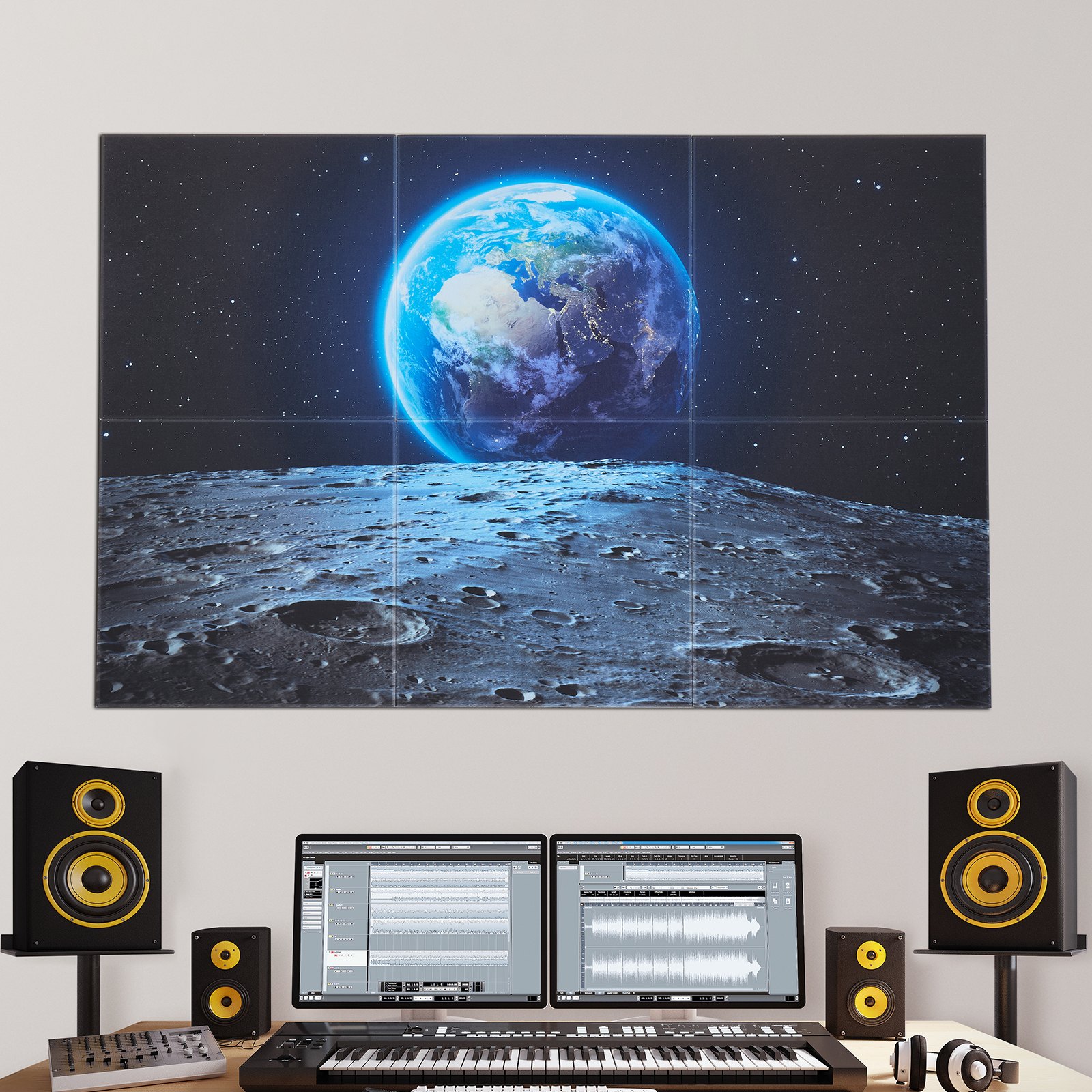 VEVOR 6 Pack Art Acoustic Panels, 70.87 x 47.24 x 0.4 inch Soundproof Wall Tiles, Self Adhesive Decorative Sound Dampening Absorbing Boards for Home, Office, Studio, Gaming Room,Theater, Earth