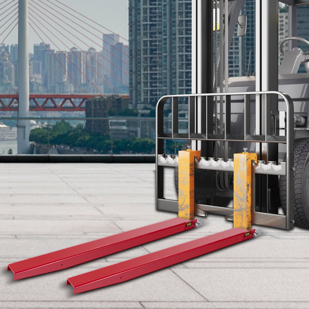 VEVOR Forklift Pallet Fork Extensions, 184 cm L x 12.8 cm W Forklift Fork Extensions, Heavy Duty Steel Pallet Fork Extensions, 1 Pair for Forklift Lift Truck Forklifts Loader Clamp On Pallet Forks