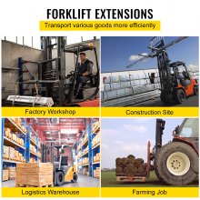 VEVOR Forklift Pallet Fork Extensions, 184 cm L x 12.8 cm W Forklift Fork Extensions, Heavy Duty Steel Pallet Fork Extensions, 1 Pair for Forklift Lift Truck Forklifts Loader Clamp On Pallet Forks