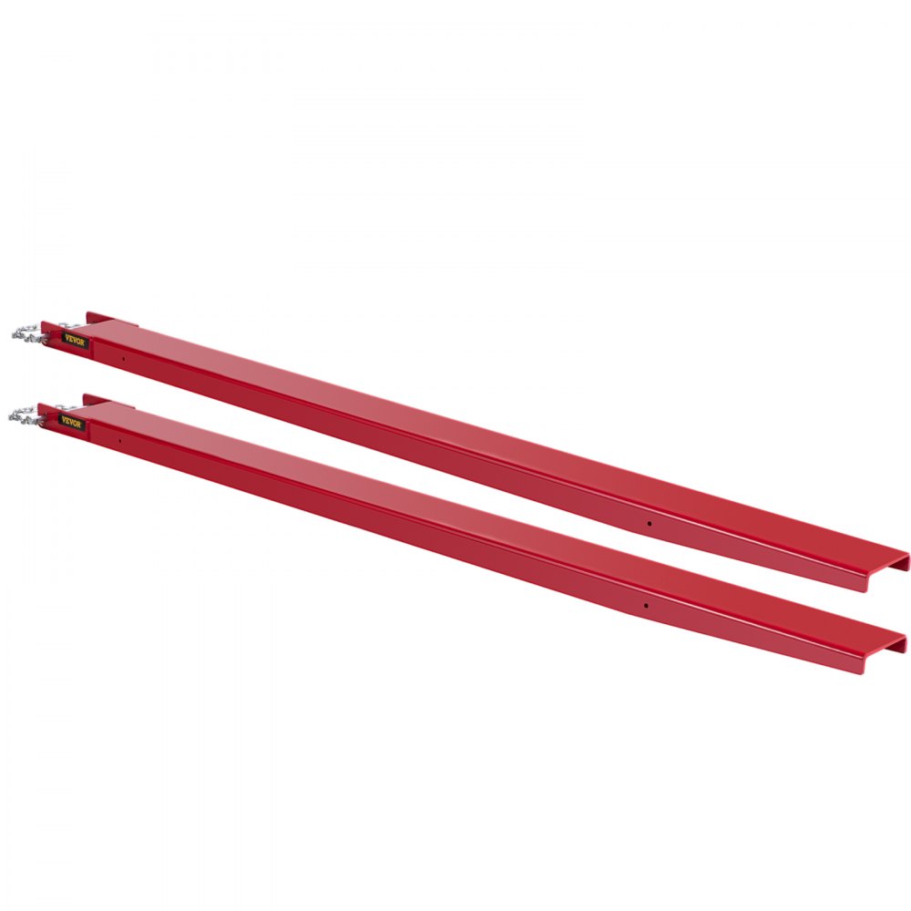 VEVOR Extensiones de horquilla elevadora para carretilla elevadora, 96 pulgadas de largo x 4 pulgadas de ancho, extensiones de horquilla elevadora, extensiones de horquilla elevadora de acero resistente, 1 par para carretilla elevadora, carretilla elevadora, cargador, abrazadera en horquillas de paleta