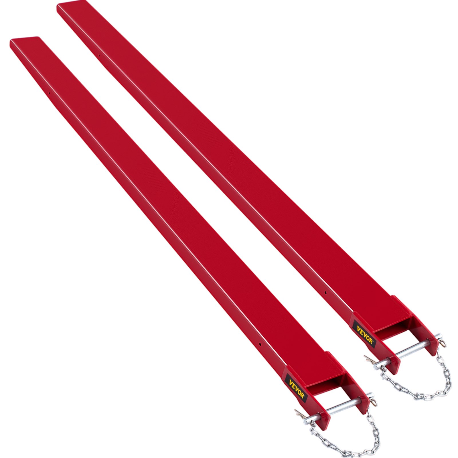 VEVOR Extensiones de horquilla elevadora para carretilla elevadora, 96 pulgadas de largo x 4 pulgadas de ancho, extensiones de horquilla elevadora, extensiones de horquilla elevadora de acero resistente, 1 par para carretilla elevadora, carretilla elevadora, cargador, abrazadera en horquillas de paleta