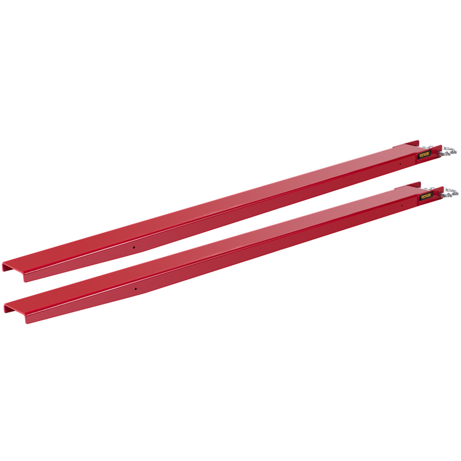 VEVOR Extensiones de horquilla elevadora para carretilla elevadora, 96 pulgadas de largo x 4 pulgadas de ancho, extensiones de horquilla elevadora, extensiones de horquilla elevadora de acero resistente, 1 par para carretilla elevadora, carretilla elevadora, cargador, abrazadera en horquillas de paleta