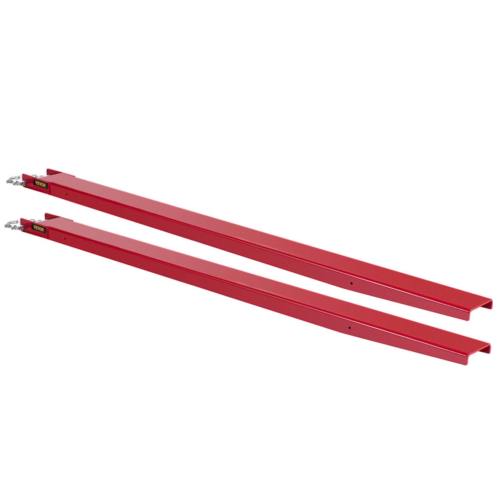 VEVOR Extensiones de horquilla elevadora para carretilla elevadora, 96 pulgadas de largo x 4 pulgadas de ancho, extensiones de horquilla elevadora, extensiones de horquilla elevadora de acero resistente, 1 par para carretilla elevadora, carretilla elevadora, cargador, abrazadera en horquillas de paleta