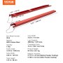 VEVOR Pallet Fork Extensions, 72" Length 4.5" Width, Heavy Duty Carbon Steel Fork Extensions for Forklifts, 1 Pair Forklift Extensions with Pins, Forklift Fork Attachments for Forklift Truck, Red