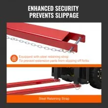 VEVOR Pallet Fork Extensions, 82" Length 4.5" Width, Heavy Duty Carbon Steel Fork Extensions for Forklifts, 1 Pair Forklift Extensions with Pins, Forklift Fork Attachments for Forklift Truck, Red