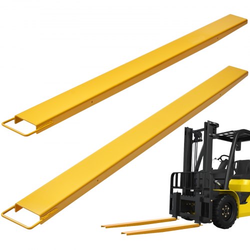 VEVOR Pallet Fork Extensions, 2130 mm Length 140 mm Width, Heavy Duty Steel Fork Extensions for Forklifts, 1 Pair Forklift Extensions, Industrial Forklift Fork Attachments for Forklift Truck, Yellow