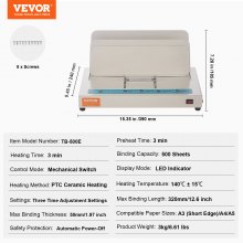 VEVOR Thermal Binding Machine Thermal Book Binder 500 Sheets A3 A4 A5 Document