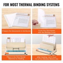 VEVOR Thermal Binding Covers, 10 Pack Thermal Presentation Covers 5/16 inch Spine Holds 2-240 Sheets, PVC Transparent Front Cover and White Back Cover, Letter Size