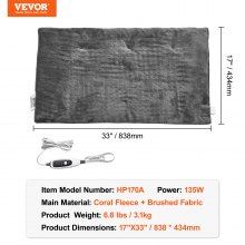 VEVOR Weighted Heating Pad 17 x 33 in 6.8 lbs Electric Heat Pad for Pain Relief