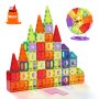 VEVOR Magnetic Tiles, 181 PCS Magnetic Building Blocks for Kids, Magnet Building Set with Car Bases/Ferris Wheel/Letter & Digital Cards, STEM Construction Stacking Toys for Toddlers Boys Girls Aged 5+