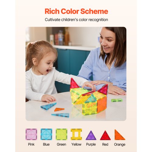 VEVOR Magnetic Tiles, 32 PCS Magnetic Building Blocks for Kids