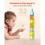 VEVOR Magnetic Tiles, 32 PCS Magnetic Building Blocks for Kids, Magnet Building Set with Storage Bag, STEM Sensory Educational Construction Stacking Toys Gift for Toddlers Boys and Girls 3+ Year Old